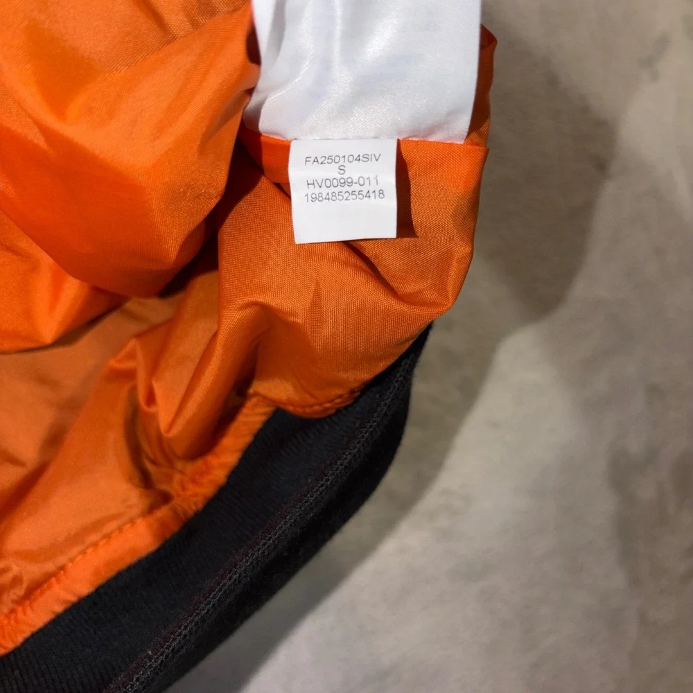 Jordan Mens Black Orange Varsity Bomber Jacket HV0099-011 Satin Snap Front S